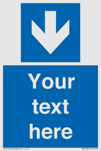 Custom Mandatory directional sign, blue arrow down